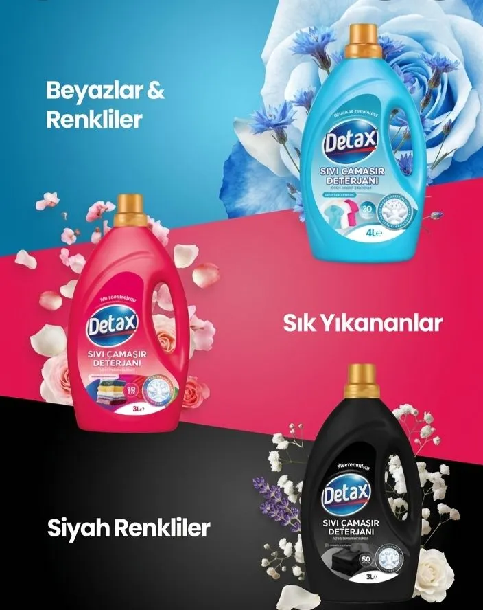 DETAX SIVI ÇAMAŞIR DETERJANI TÜM RENKLER 3LT 1*6